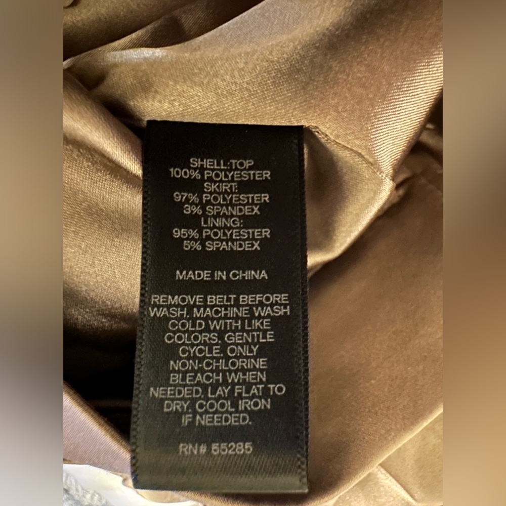 🤑SOLD🤑 Express Bodycon Dress Tan Color Block Stretch Mini Sleeveless Sexy - Picture 7 of 8